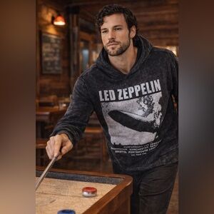 Hot Topic Led Zeppelin 1969 UK Tour Acid Wash Hoodie L 100% Cotton [000220]